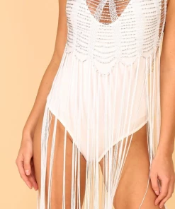 Sorelle LUCY BEADED TASSEL TOP - WHITE (SALE) Clothing