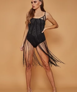 Sorelle LUCY BEADED TASSEL TOP - BLACK (SALE)