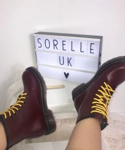 Sorelle Shoes BROOKE EYELET LACE UP BOOTS - WINE (SALE)