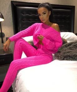 Sorelle Neon Nadine Knit Loungewear - Pink Clothing