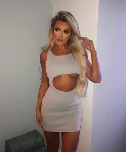 Sorelle Lilianna Cut Out Mini Dress - Grey (SALE)