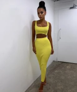 Sorelle Kimberley Ribbed Two Piece - Yellow