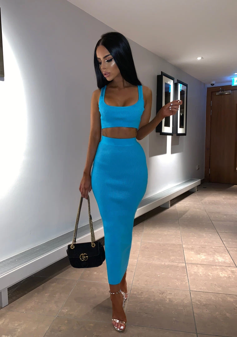 Sorelleuk Kimberley Ribbed Two Piece - Blue Clothing 1 Sorelleuk Kimberley Ribbed Two Piece - Blue Clothing