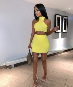 Sorelle Christie Ribbed Two Piece - Yellow New Arrivals