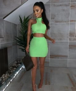 Sorelle Christie Ribbed Two Piece - Lime