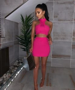 Sorelle Christie Ribbed Two Piece - Pink