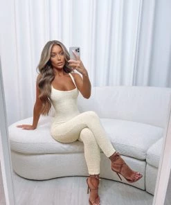 Sorelleuk Enya Comfy Knit Jumpsuit - Cream New Arrivals