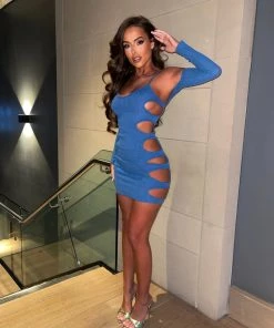 Sorelleuk New Arrivals Luna Cut Out Dress - Blue