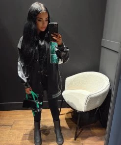 Sorelleuk New Arrivals Varsity Baseball Jacket - Black