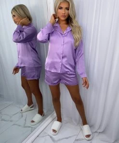 Sorelleuk Alex Short Silk Pyjamas - Lilac New Arrivals