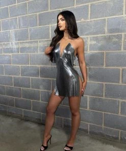 Sorelleuk Tia Chainmail Dress - Gunmetal New Arrivals