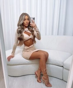 Sorelleuk Sorelle Naked Tie Up Heels - Beige Snake