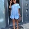 Sorelleuk New Arrivals Olah Tiered Frill Sleeve Dress - Blue