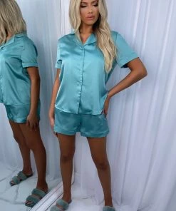 Sorelleuk Roxanna Short Sleeve Silk Pyjamas - Sage New Arrivals