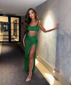 Sorelleuk Lizzie Metallic Two Piece - Green New Arrivals