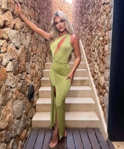 Sorelleuk Talia Cut Out Dress - Olive