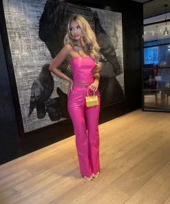 Sorelleuk Char Vegan Leather Top - Pink