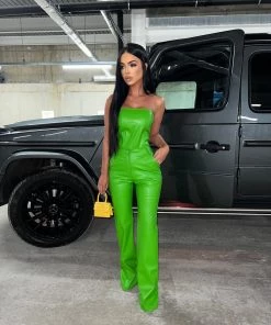 Sorelleuk Becca Vegan Leather Trousers - Green