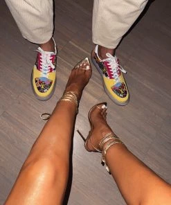 Sorelleuk Sorelle Naked Tie Up Heels - Gold Snake