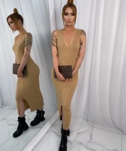 Sorelleuk New Arrivals Susie Knitted Dress - Caramel (SALE)