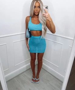 Sorelleuk New Arrivals Sienna Metallic Two Piece - Turquoise