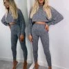 Sorelleuk New Arrivals Masie Ribbed Two Piece Loungwear - Grey