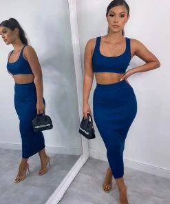 Sorelle Kimberley Ribbed Two Piece - Navy