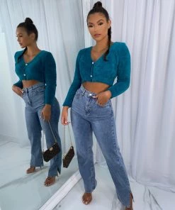 Sorelleuk New Arrivals Saskia Knit Cardigan - Teal (SALE)