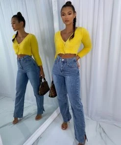 Sorelleuk New Arrivals Saskia Knit Cardigan - Yellow (SALE)