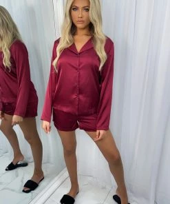 Sorelleuk Alex Short Silk Pyjamas - Wine