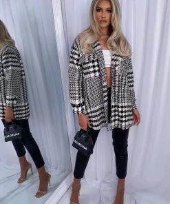 Sorelleuk Micah Dogtooth Shacket - Black New Arrivals