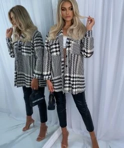 Sorelleuk Micah Dogtooth Shacket - Black New Arrivals