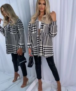 Sorelleuk Micah Dogtooth Shacket - Black New Arrivals