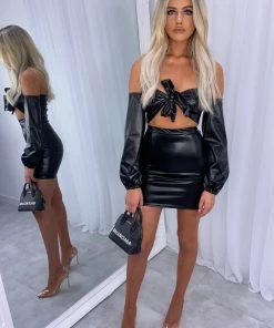 Sorelleuk Carmela PU Two Piece - Black New Arrivals