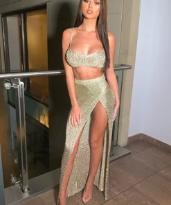 Sorelleuk Elise Metallic Two Piece - Gold New Arrivals