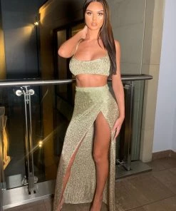 Sorelleuk Elise Metallic Two Piece - Gold New Arrivals