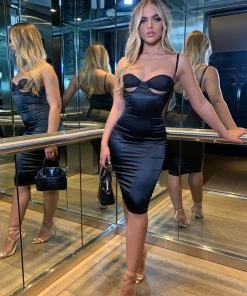 Sorelleuk New Arrivals Ember Mesh Cut Out Dress - Black