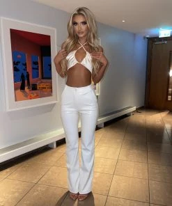 Sorelleuk New Arrivals Georgie Faux Leather Trousers - White