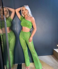 Sorelleuk New Arrivals Norelle Metallic Two Piece - Emerald