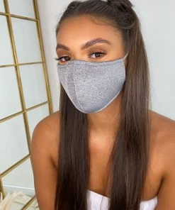 Sorelleuk New Arrivals Secure Fit Face Mask - Grey Shimmer