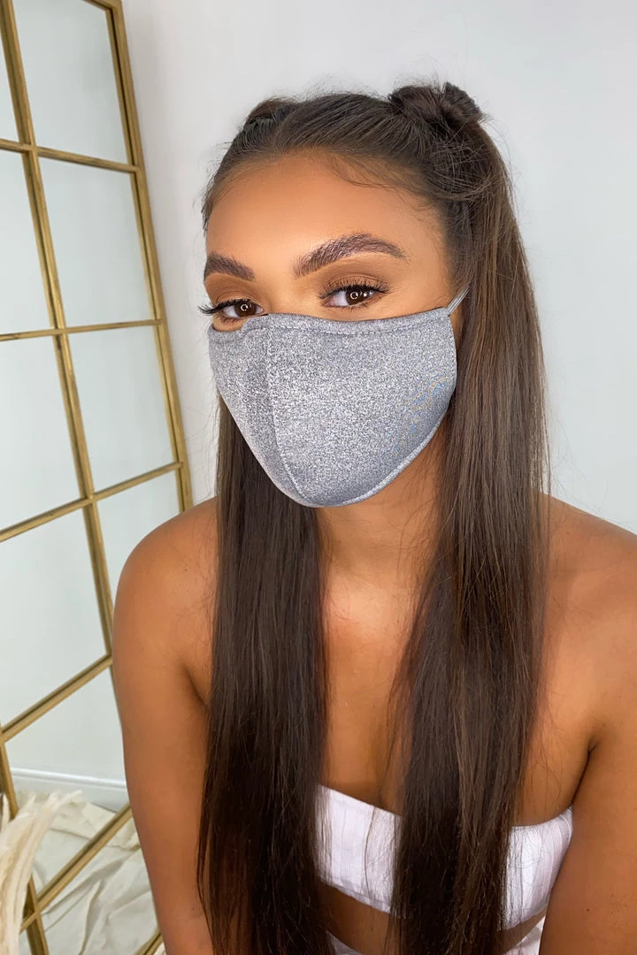 Sorelleuk New Arrivals Secure Fit Face Mask - Grey Shimmer 1 Sorelleuk New Arrivals Secure Fit Face Mask - Grey Shimmer