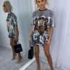 Sorelleuk New Arrivals Cardi Sequin T-shirt Dress - Silver Tiger