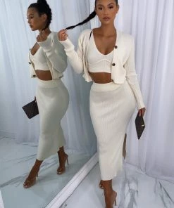 Sorelleuk Lissy Ribbed 3 Piece - Cream