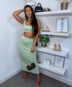 Sorelle Kimberley Ribbed Two Piece - Sage New Arrivals
