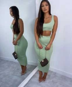 Sorelle Kimberley Ribbed Two Piece - Sage New Arrivals