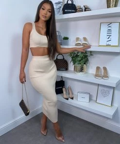 Sorelle Kimberley Ribbed Two Piece - Beige