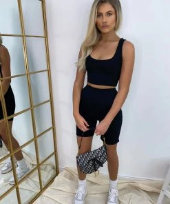 Sorelleuk Mia Cycle Short Co-ord Set - Black