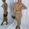 Sorelleuk New Arrivals Lissy Ribbed 3 Piece - Tan