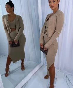Sorelleuk New Arrivals Lissy Ribbed 3 Piece - Tan