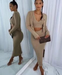Sorelleuk New Arrivals Lissy Ribbed 3 Piece - Tan 7 Sorelleuk New Arrivals Lissy Ribbed 3 Piece - Tan